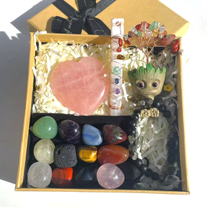 Vente en gros de pierres de cristal de guérison spirituelle naturelle, pierres roulées, sculptures de cœur en quartz rose, bracelet, ensemble d'artisanat en cristal - Product Image 2