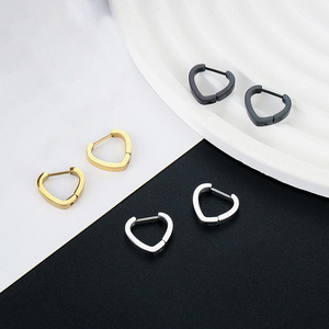 PVD Gold Stainless Steel Geometric Huggie <b>Hoop</b> <b>Earrings</b> for <b>Men</b> & Women Hexagon Star Triangle Heart Waterproof & Hypoallergenic - Product Image 3