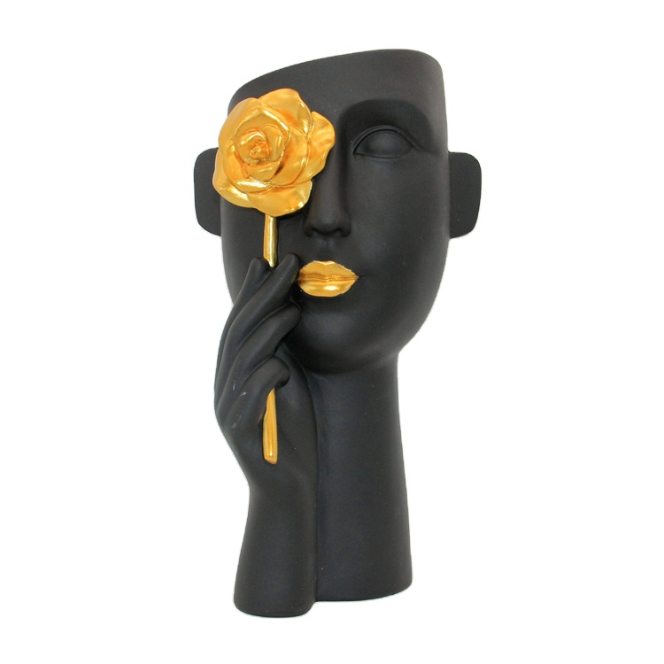 Современная ваза для цветов для домашнего декора, ваза из абстрактной смолы с изображением человеческого лица