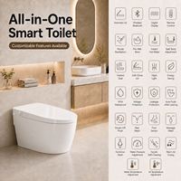 WC intelligent monobloc Smart Lite avec réservoir intégré, chasse d'eau à commande au pied, étanchéité IPX4, tension personnalisable et siège chauffant
