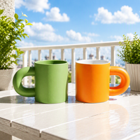 Mug en céramique de style nordique, finition mate, avec anse épaisse, couleur unie vibrante, tasse à café pour la maison, le bureau, le petit-déjeuner