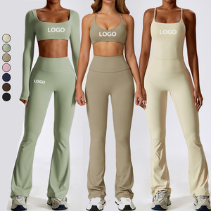 Conjuntos de Yoga de Manga Larga de Alta Calidad Personalizados al por Mayor, Conjuntos Deportivos de Talla Grande para <span class=keywords><strong>Mujer</strong></span>, Conjuntos de Fitness de 2 Piezas - Product Image 1