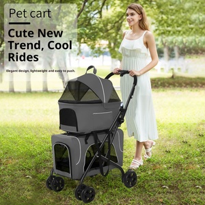 Chariot <span class=keywords><strong>pour</strong></span> animaux de compagnie personnalisé, léger, pliable, à 4 roues, en acier, imperméable, respirant, réglable, lavable, confortable, durable, grand modèle - Product Image 6