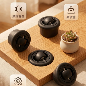 Ruedas giratorias universales de 360 grados, negras, silenciosas, para muebles, con base oculta, para mover mesas y gabinetes - Product Image 1