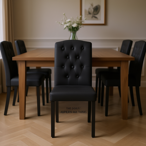 Sedia da Pranzo Nera in Tessuto Trapuntato, Design Moderno ed Elegante, Arredamento per la Casa 41,9 X 51,6 X 95 Cm - Product Image 2