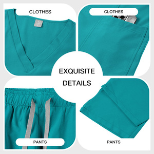 Nurse Scrub Set Women V Neck Short Sleeve Uniform With Pockets Moisture Wicking Hospital Work Clothes Split Set Size S XXL - Product Image 2