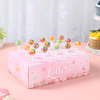 Boîte à sucettes en papier à imprimé floral papillon rose, support de présentation de bonbons Lolli Bar pour les décorations de fête d'anniversaire ou de baby shower