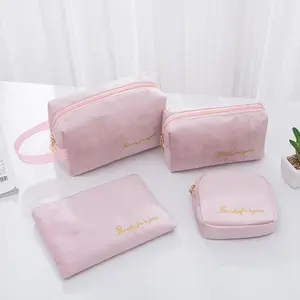 BSCI fábrica Mulheres veludo Viagem maquiagem Bolsa Coin Purse toiletry armazenamento Maquiagem bolsa cosmética