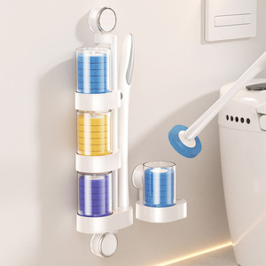 Toilet Brush Holder Wall Mounted With Suction Cup For Bathroom Cleaning Kit Disposable Brush Storage Organizer - Product Image 1