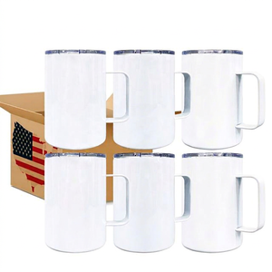 Mugs de camping isothermes en acier inoxydable de 12 oz, vierges pour sublimation, avec poignée, pour une isolation thermique de 6 à 12 heures pour boissons chaudes - Product Image 1