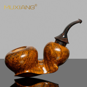 Muxiang Handmade Solid Wood Gourd Shaped Tobacco Pipe Free Style Smoking Device - Product Image 1