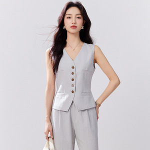 Women's <b>Linen</b> Three Quarter Sleeve Blazer Suit <b>Set</b> Lightweight Breathable Formal Commute Style - Product Image 3