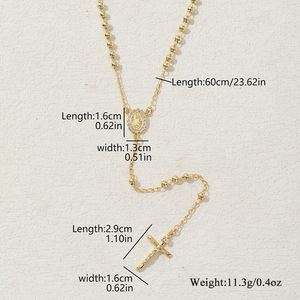 Joyería Religiosa Católica Cristiana, Collar con Colgante de Cruz de la Virgen de Guadalupe y San Judas Tadeo, <span class=keywords><strong>Rosario</strong></span> Unisex - Product Image 5