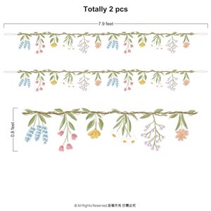 Lot de 2 guirlandes florales à thème fleurs sauvages pour décorations de mariage, <span class=keywords><strong>anniversaire</strong></span>, fête de thé ou marché, thème jardin enchanté - Product Image 5