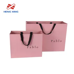 HENGXING Luxury White Kraft Paper Shopping Bags Handles Customizable Logo Print Recyclable PP Plastic Paper Bag Manufacturer