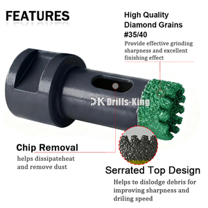 10 cái/bộ chân không <span class=keywords><strong>brazed</strong></span> M14 chủ đề răng cưa cạnh kim cương lõi khoan bit chamfer bit phay ngón tay bit với Hex Shank Bộ chuyển đổi - Product Image 3