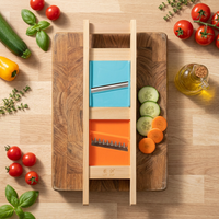 Mandoline manuelle professionnelle pour légumes, coupe-gauffres, en bois massif, lames en acier inoxydable, facile à nettoyer