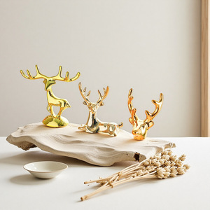 Figura Decorativa en Forma de Ciervo, Chapada en Oro, Decoración Moderna para el Hogar, Adorno Navideño, Pieza Decorativa para Sala de Estar, Pieza Individual - Product Image 1