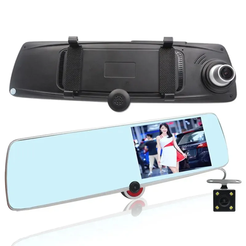 5 pulgadas táctil coche 3 lentes Dash Cam DVR cámara de vídeo grabación en bucle visión nocturna