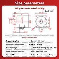 Moteur synchrone à aimant permanent micro AC 220V/60KTYZ à basse vitesse / Moteur à engrenages 14W à faible vitesse / Petit moteur à basse vitesse