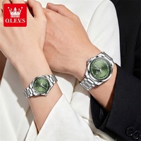 Montre mécanique unisexe OLEVS 7090 Elegance Fashion, bracelet en acier inoxydable, étanche, affichage de la date, montre simple pour couple, fabrication d'usine