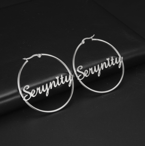 <span class=keywords><strong>Orecchini</strong></span> a Cerchio Grandi Personalizzati in <span class=keywords><strong>Acciaio</strong></span> Inossidabile con Nome per Donne e Ragazze - Product Image 4