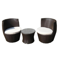 Ensemble de meubles de jardin modernes en rotin PE rond, 3 pièces, fauteuils œuf en osier et table, pour salon et hôtel