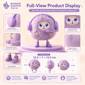 AI Purple Music <span class=keywords><strong>Monster</strong></span> Plush Toy Headphone Microphone Boots Touch Vibration 50+ Languages Voice Clone Long-Term Memory 2.4G - Product Image 4