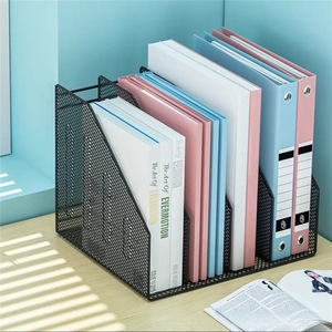 Metal File Rack <b>Desktop</b> Organizer 4 Layers Mesh Storage <b>Shelf</b> For Office Supplies Books Stationery Standing Type Rectangle Shape - Product Image 4