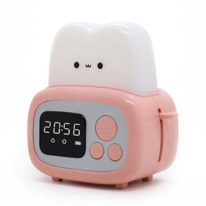 Cute Rechargeable Digital Alarm <b>Clock</b> with Dimmable Night Light Kids Sleep Training Desk <b>Clocks</b> <b>Bedside</b> Wake Alarms - Product Image 5