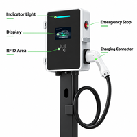 Chargeur de voiture électrique AC 7 11 22 kW Type 1 J1772 Type 2 GB/T OCPP RFID WiFi 4G Borne de recharge murale pour véhicules électriques IP54