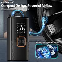 Meilunmei Gonfleur de pneus de voiture sans fil portable, pompe à air automatique rechargeable haute pression avec écran LCD numérique et lumière LED
