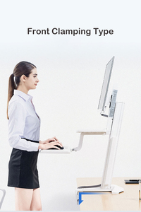 デスクスタンドST35 L80人間工学に基づいた高さ調整コンピューター座っスタンドワークステーション17-32インチモニターマウントブラケットキーボード付きプレート - Product Image 3