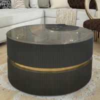 Table basse ronde en verre de luxe moderne avec miroir intelligent et lumière LED réglable à l'infini, design contemporain pour salon