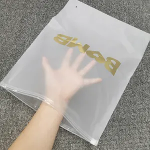 Fechadura de zíper biodegradável personalizada, saco de plástico impressão de logotipo dourado para roupas roupa íntima