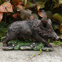 Statue en résine peinte à la main en forme de sanglier Figurines de décoration extérieure de jardin de conception artistique réaliste