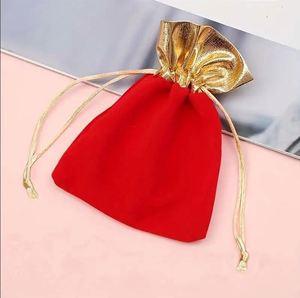 Pochette en velours à cordon personnalisée avec logo doré, sac cadeau de luxe imprimé pour bijoux, vente en gros, personnalisable pour mariage et cosmétiques - Product Image 5