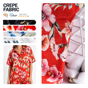 Custom ODM High Quality Designer Printed Crepe Jersey <b>Polyester</b> Crepe <b>Fabric</b> For Fashion Apparel Textile - Product Image 1