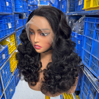 Rambut palsu Fontal keriting gelombang longgar kutikula selaras rambut Virgin 20 inci keriting bundar 100% Wig rambut manusia 13X4
