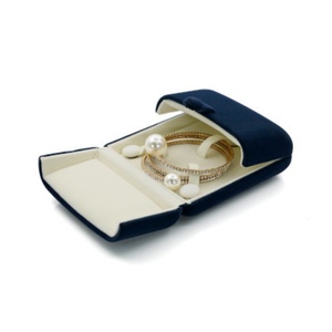 Rectangle Double Open Dark Blue Velvet Jewelry <b>Box</b> for Pendant Necklace <b>Earrings</b> Ring Storage & Display - Product Image 6