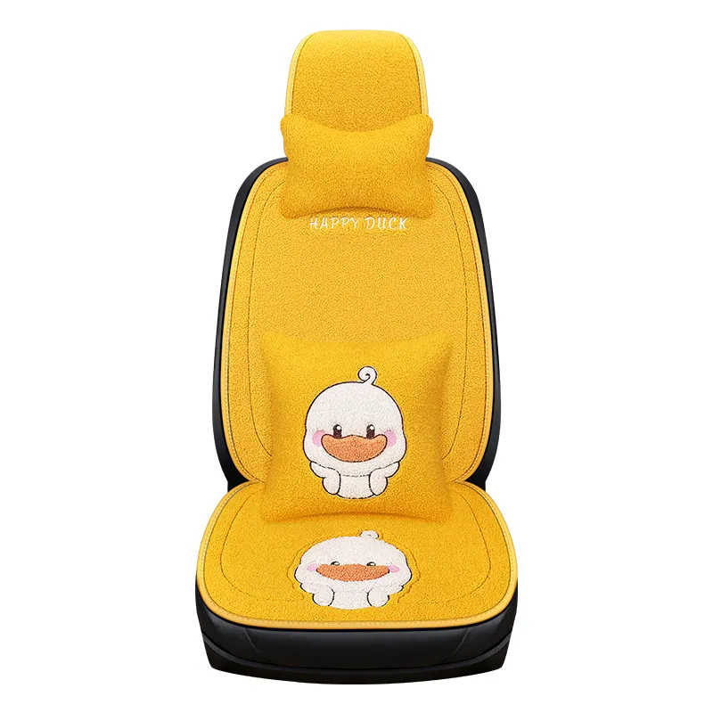 universal size fluffy fuzzy plush cartoon yellow duck car seat covers full set for mercedes benz bmw audi toyota ranger r