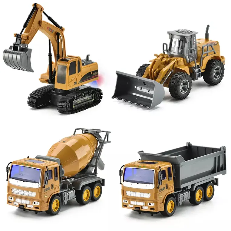 Children Plastic Multifunction Classic Toy Engineering Rc Excavator Friction Truck Engineering Toy For Kids With Accessories