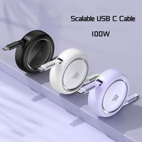 Carga rápida C a C Tipo retráctil Cable Usb Cable plano flexible Usb a Usb C 100W