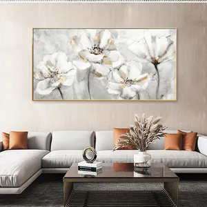 Decoración del hogar al por mayor hermosa flor de loto de gran tamaño diseños de pintura paisaje pinturas al óleo abstractas hechas a mano
