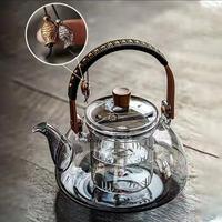 Théière en verre borosilicate de 1200 ml avec filtre, bouilloire en verre pour la santé, bouilloire domestique, service à thé de bureau