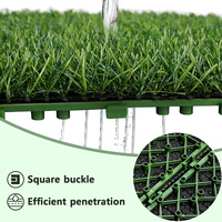 Dalles de gazon artificiel en gros 12x12 pouces auto-drainantes, tapis de gazon synthétique vert pour patio extérieur