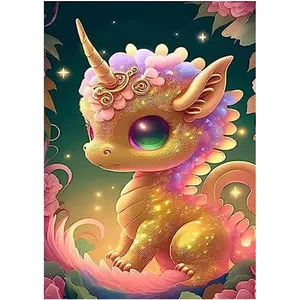 Pintura Diamante Com Broca Completa Atacado 5D Pintura Diamante Cartoon Dragon Star Mosaic Animal Bordado Kits Decoração Para Casa