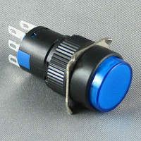 Interrupteur à bouton-poussoir momentané en plastique avec lumière LED rouge de 16 mm, fourni par l'usine