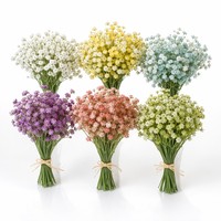 Tige de fleur artificielle de gypsophile multicolore personnalisable pour bouquet de mariage, décoration DIY, vente en gros