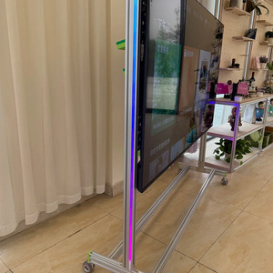 Aluminum Alloy Mobile Tv Cart With Adjustable Height And Wheels For Home Office Use - Product Image 3